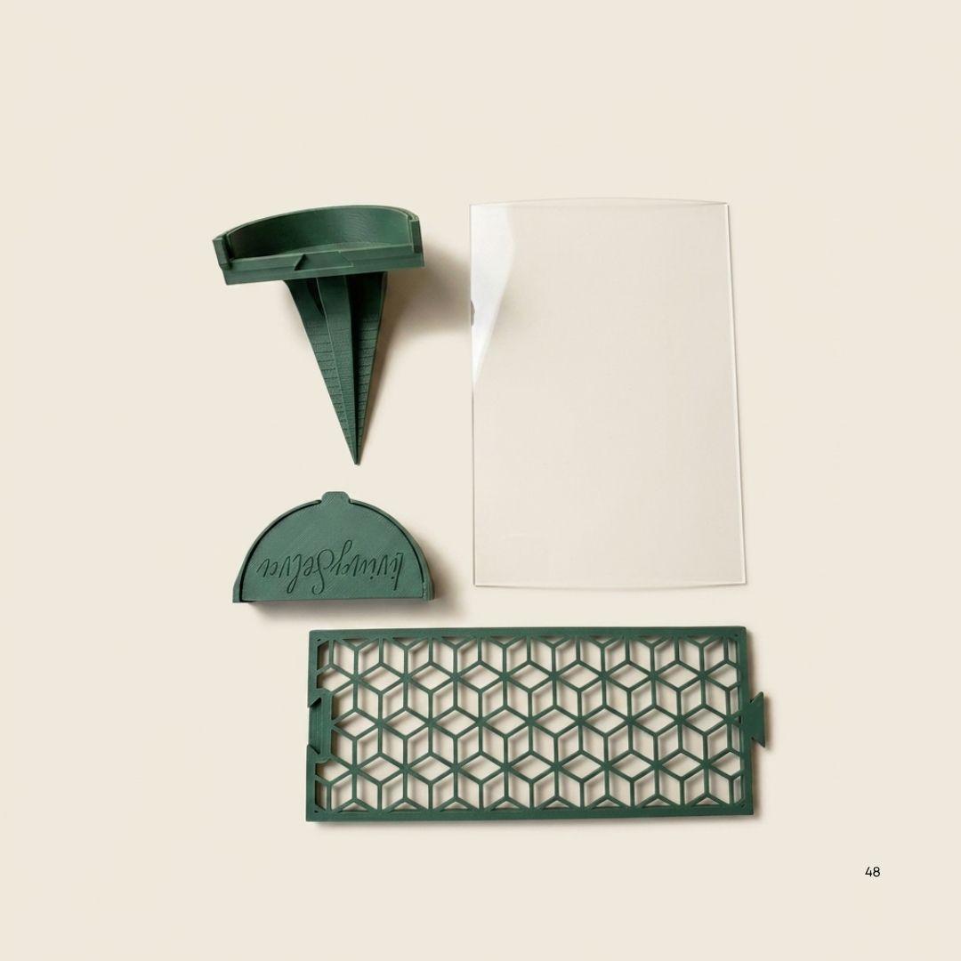 Kit inicial de tutor armable modular, 20cm, impreso en 3D con cobertura de acrílico. Ideal para epífitas y raíces aéreas. Extensible.